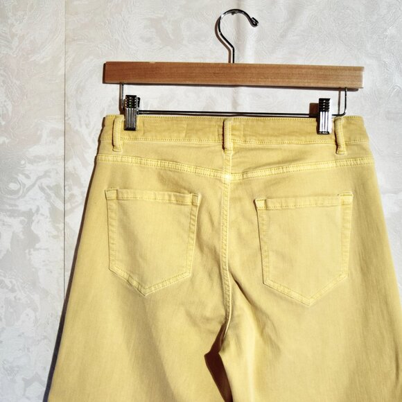 J. Jill Size 6P Petite | Mustard Yellow Wide-Leg Cropped Denim Jeans | High Rise - Picture 3 of 6